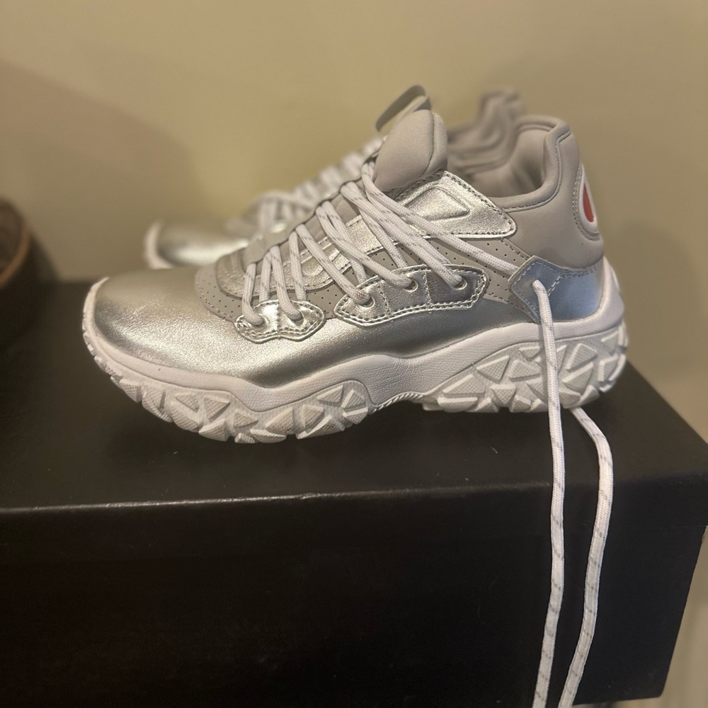 Women’s silver metallic sneakers